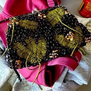 VINTAGE MARY FRANCES beaded leaves evening bag.